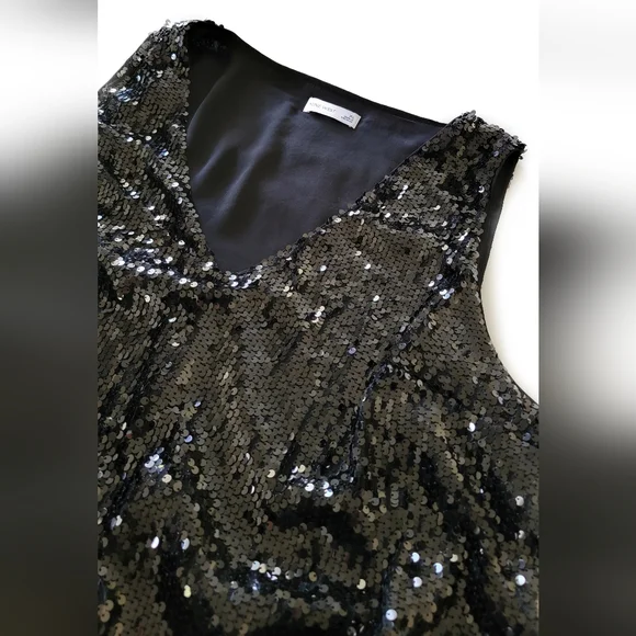 Black Sequin Sleeveless Top Size XL - Picture 4 of 7